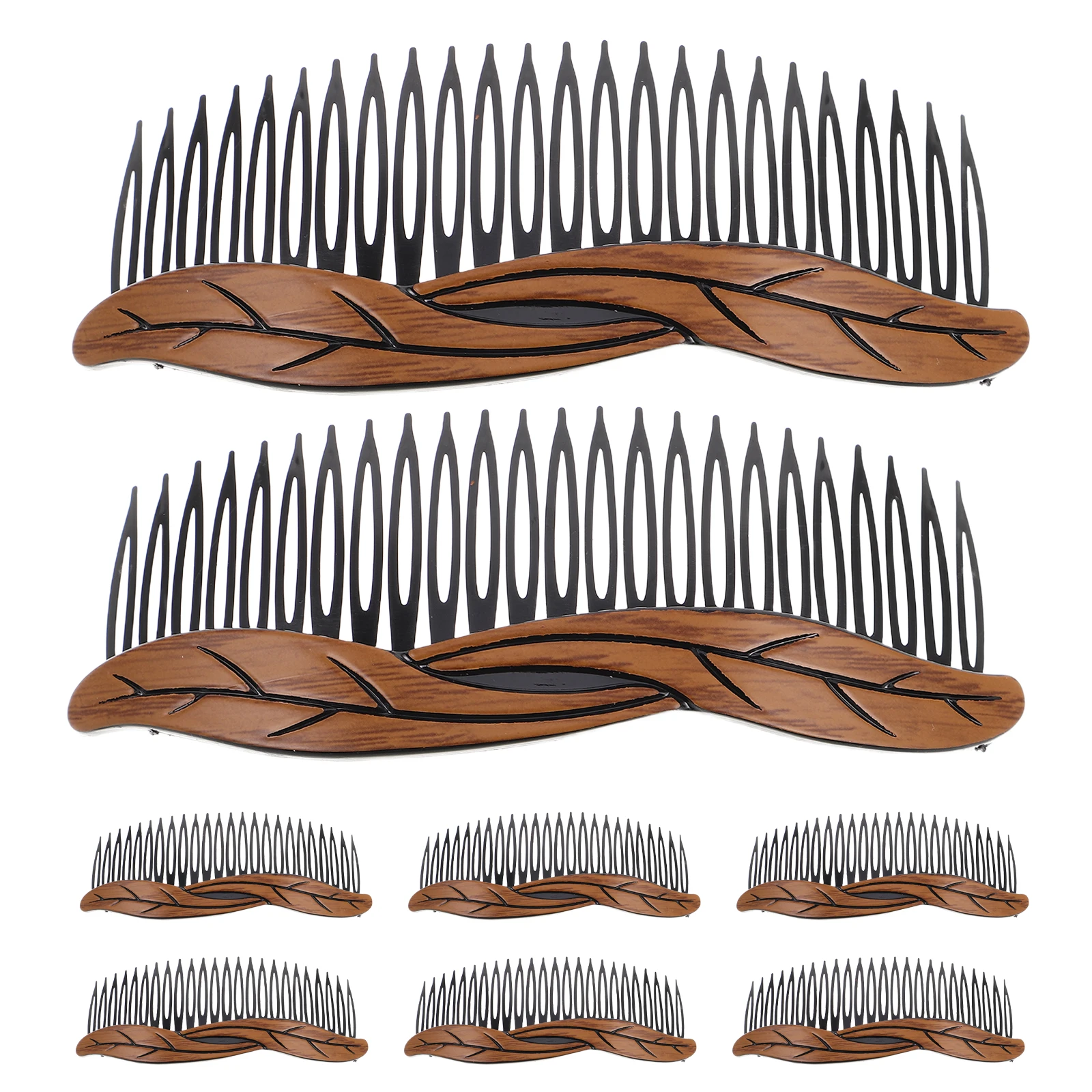 

8pcs Vintage Side Comb Set Smooth Tooth Styling Comb Women Leaf Design Strong Hold Hair Clips For Bangs Chignon - Decorative