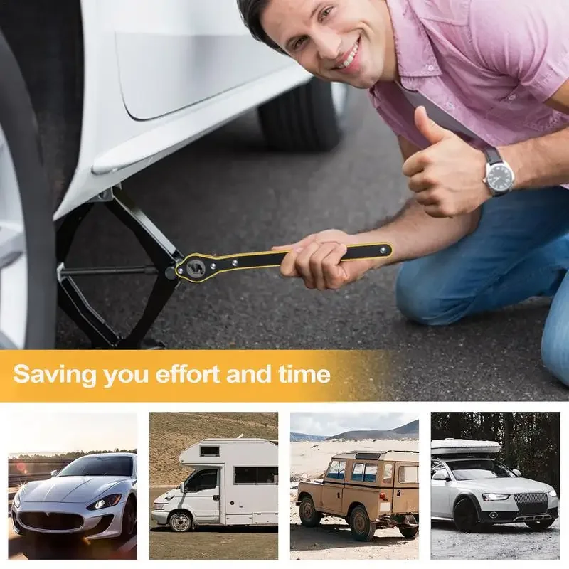 Car Labor-saving Jack Ratchet Wrench Scissor Jack Garage Tire Wheel Lug Wrench Handle Labor-saving Wrench Car Repair Tool Amagi