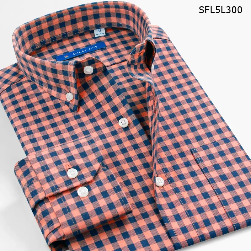 

2025 Smart Five Cotton Plaid Man Shirts Business Office Shirts Men Shirt Long Sleeve Camisa Masculina Social Slim Fit Big Size