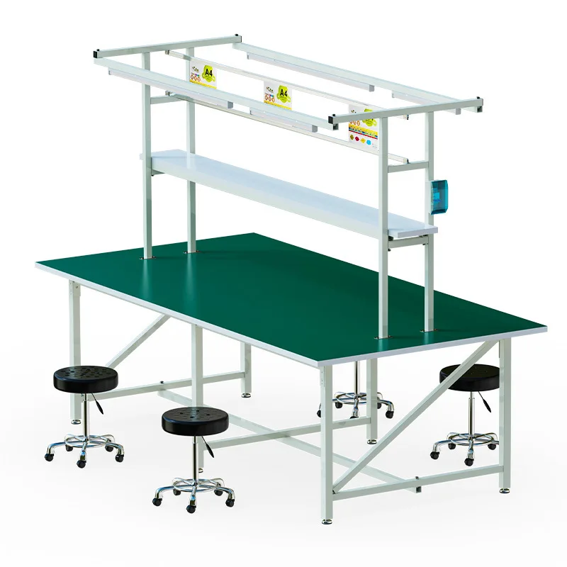 Anti-static workbench with lamp factory dust-free workshop work table double-sided maintenance inspection table e-commerce packi