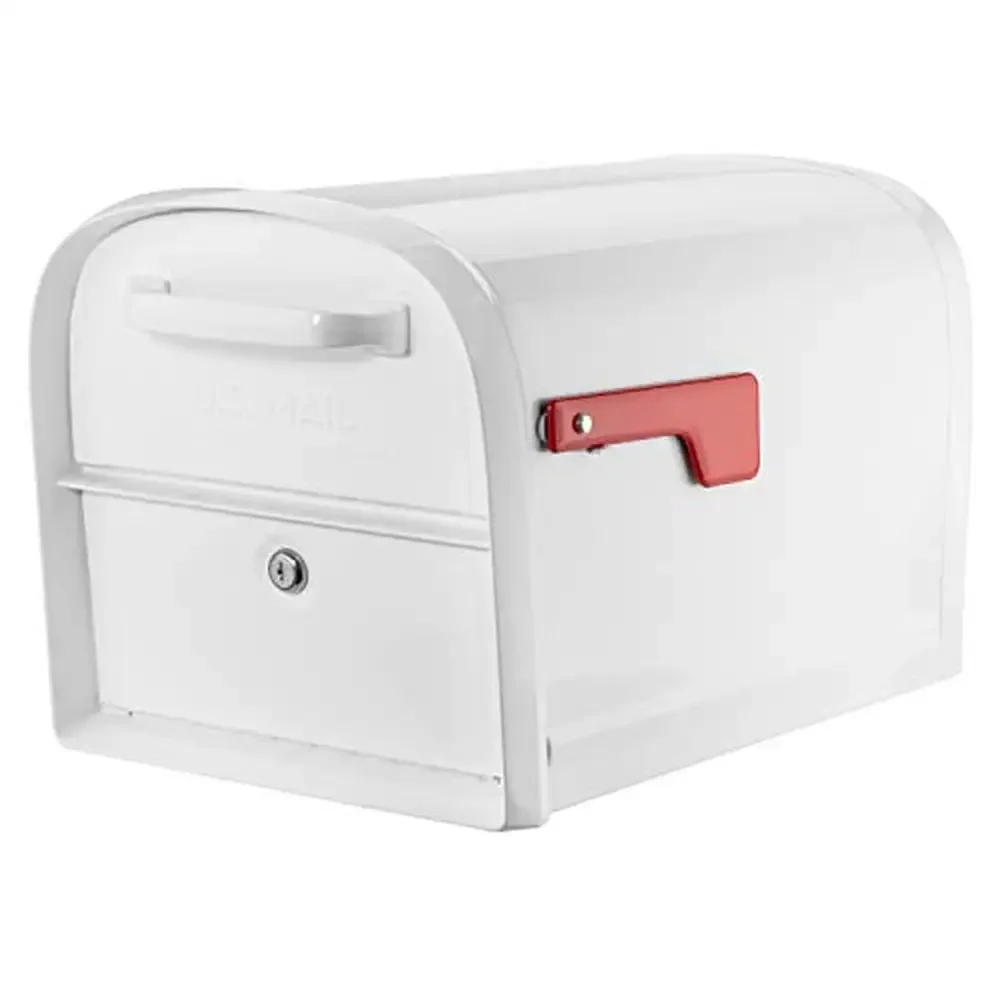 

Steel Locking Mailbox with Parcel Drop Easy Access Doors Post Mount White 20x11.4x11.5