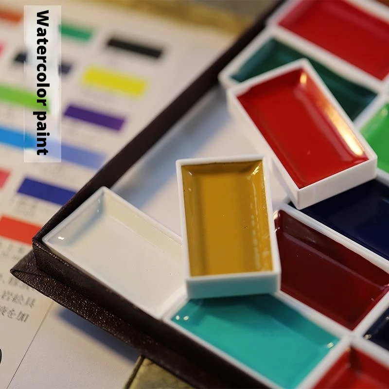 مجموعة ألوان مائية يابانية 24/48 لونًا، لوازم فنية عالية الجودة للفنانين البالغين #3