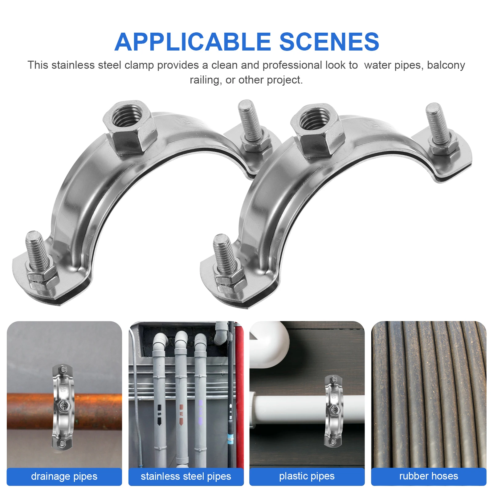 Colliers de serrage pour tubes en acier inoxydable, supports de tuyaux d'eau robustes, Clips de montage de clôture anti-fuite, connecteurs de tuyaux d'arrosage 4 pièces