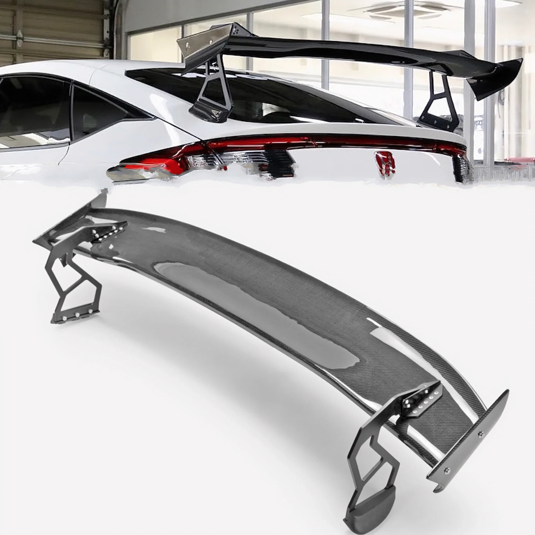 Carbon Crane Neck Wing Rear Spoiler  For Honda Civic Type-R FL5 SPN Rear Spoiler Aluminum alloy bracket