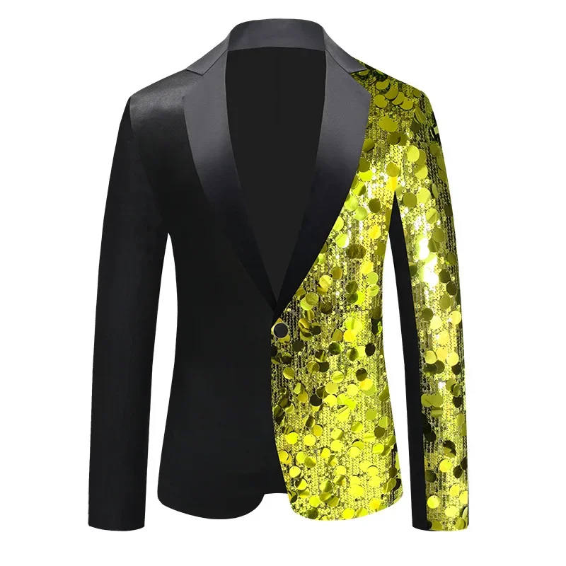 2024 New Men Luxury Sequin Suit Jacket Fashion Singer Bar KTV Stage Performance Trend Dress Blazers Single Button Coats