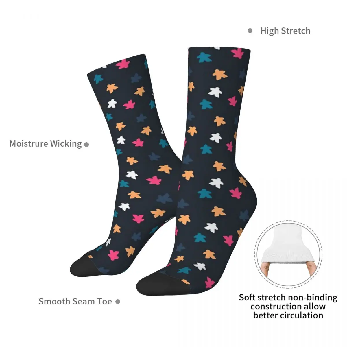 Dark Meeple Pattern Socks Harajuku Super Soft Stockings All Season Long Socks Accessories for Unisex Gifts