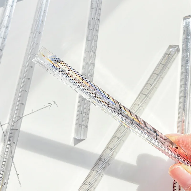 Transparent Plastic Triangular Prism Ruler High Transparency 15cm/20cm Student's Scale Ruler for Educational Use