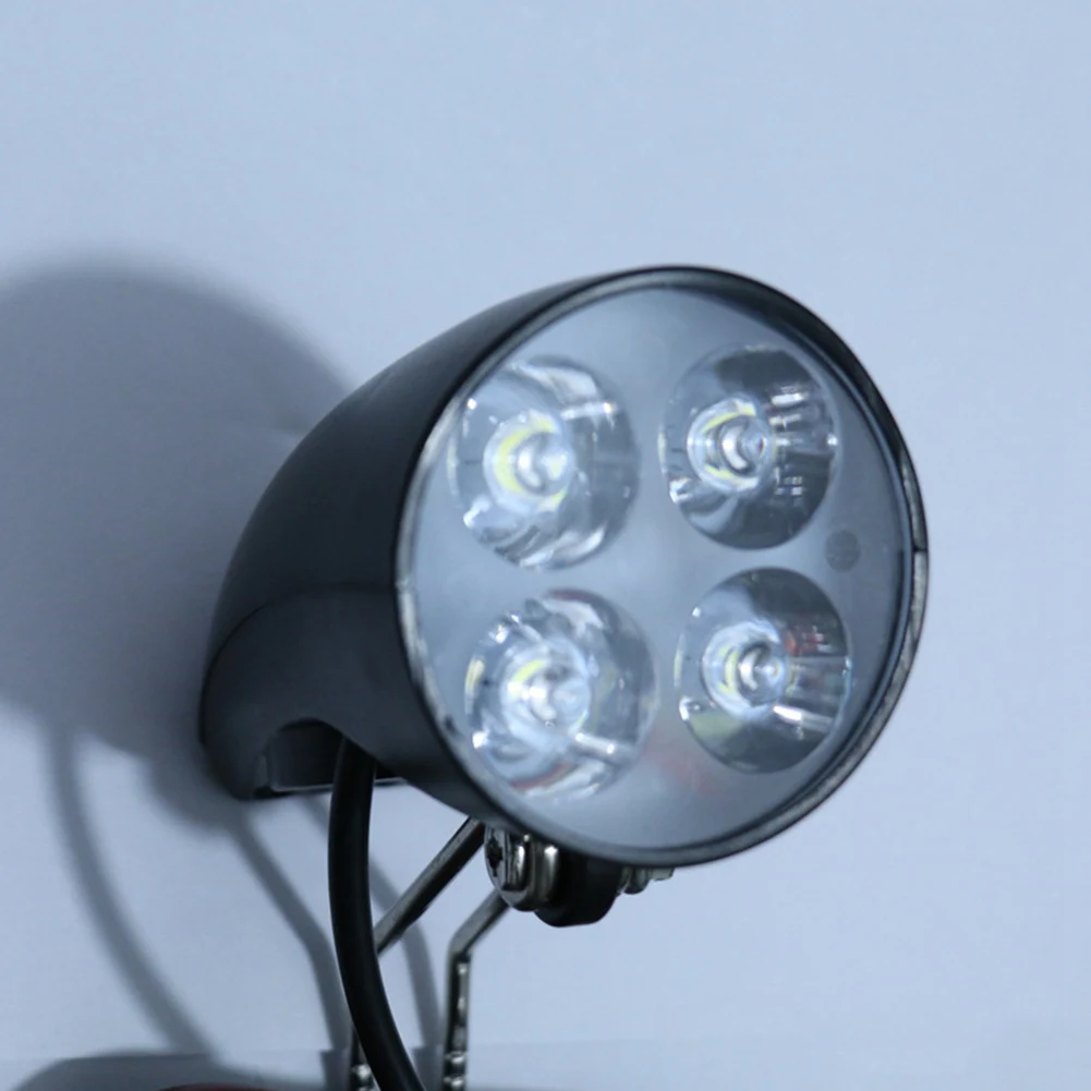 36V 48V EBike Light Scooter Lamp Electric Bicycle 4 LED Front Headlight Ultra-Bright Spotlight with Horn