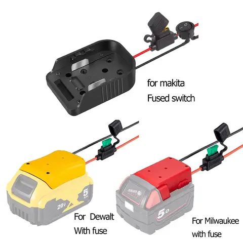 Makita DeWalt Milwaukee 18V 배터리 자동차 부스터 케이블 (퓨즈 포함) 자동차 비상 전원 DIY 어댑터 용 점화기 점프 스타터 Best5