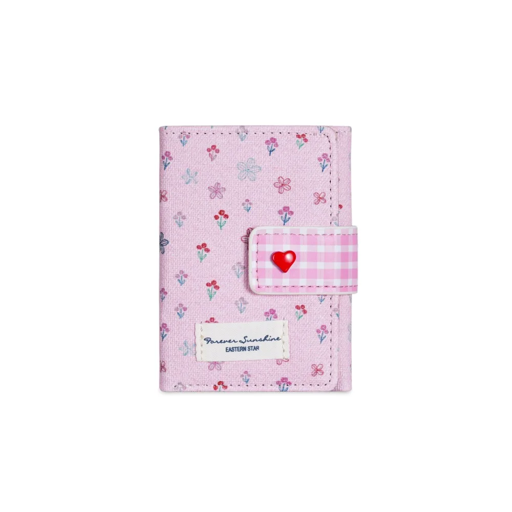 New Floral Coin Purse Heart Snap Button Large Capacity Card Holder Portable Multi-layer Trifold Wallet