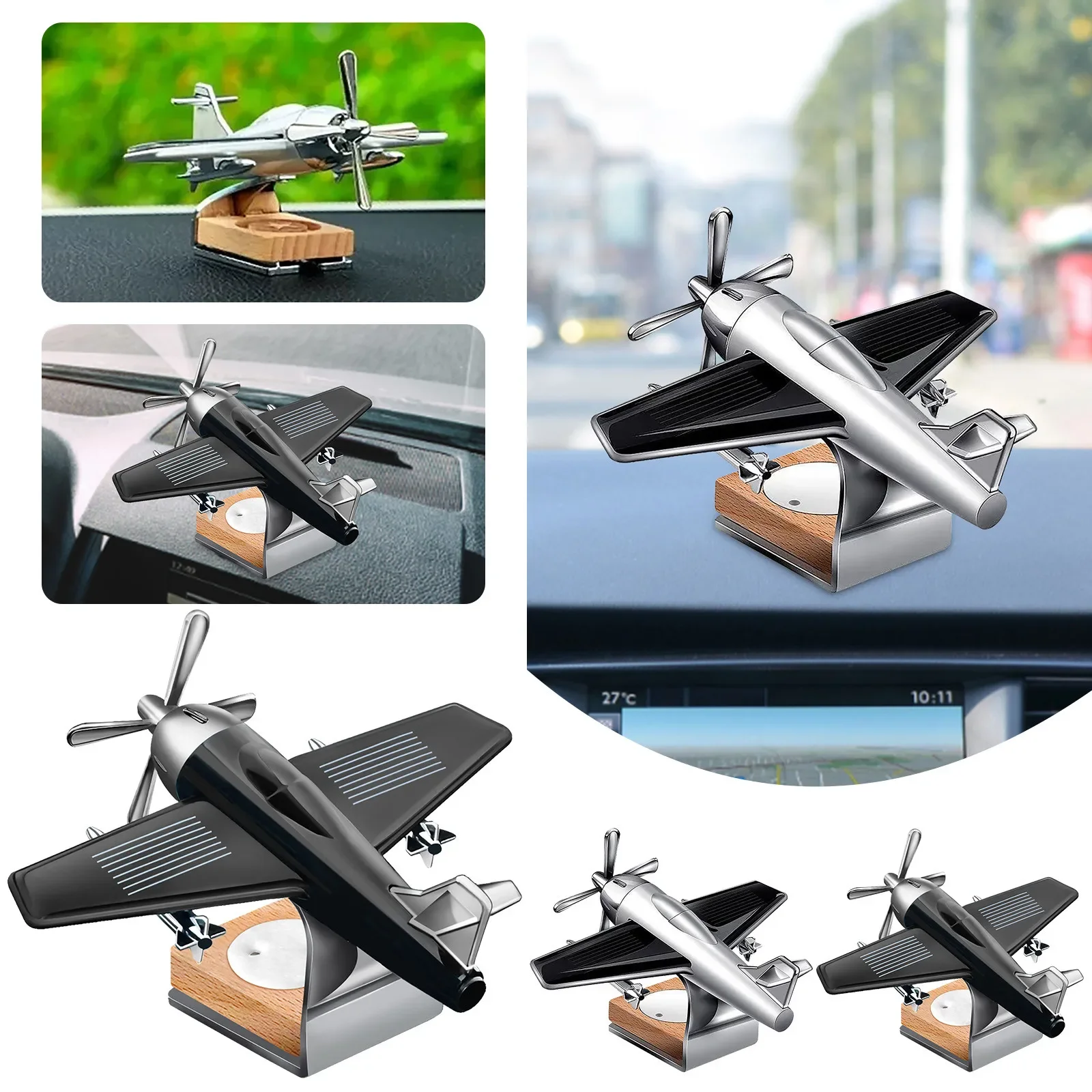 

Car Oil Diffuser Solar Airplane Car Diffuser Wooden Base Aroma Diffuser Desk Decorations Car Office Home Christmas Year Car Mat