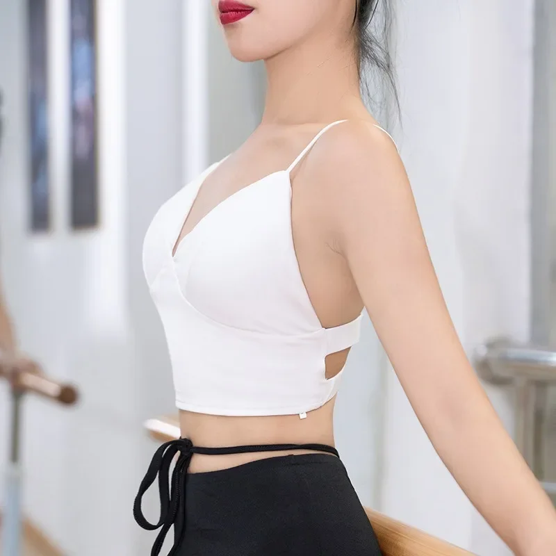 customized ZYM same Latin dance suit practice outfit with chest cushion suspender back cross belt vest top dance clothes women