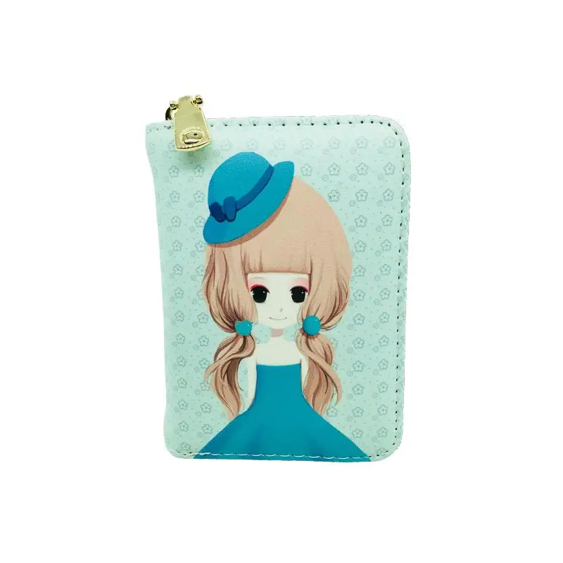 Dompet Mini Tempat Kartu Identitas Wanita Fashion Dompet Klip Uang Kecil Lucu Kualitas Tinggi Kulit PU Dompet Pendek Koin Anime