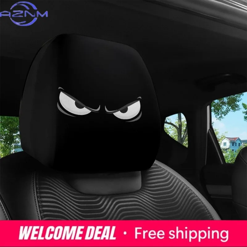 2PCS Evil Eye Printed Car Headrest Covers | 100% Durable Comfortable Snug Fit | Hot Sale Auto Interior Decor Accessories