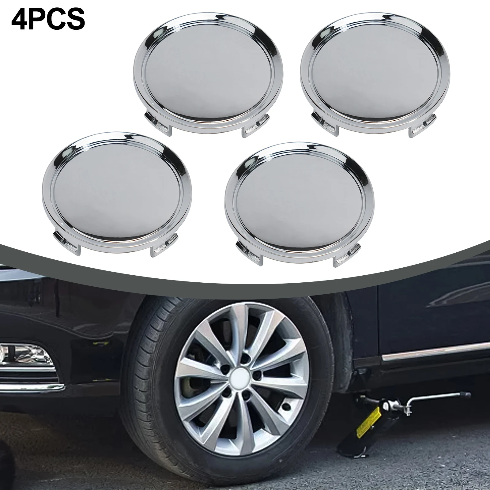 4pcs 75mm Rim Hub Cap Universal Cars Wheel Hub Center Cap ABS Plastic Front/rear Chrome Heel Center Hub Cap