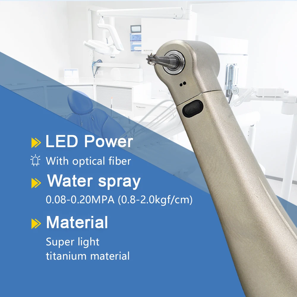 X25/X25L Dental 1:1 Winkelstück mit blauem Ring, niedriger Drehzahl, mit/ohne LED, Glasfaser-Luftturbinen-Dentalwerkzeuge – Detail 5