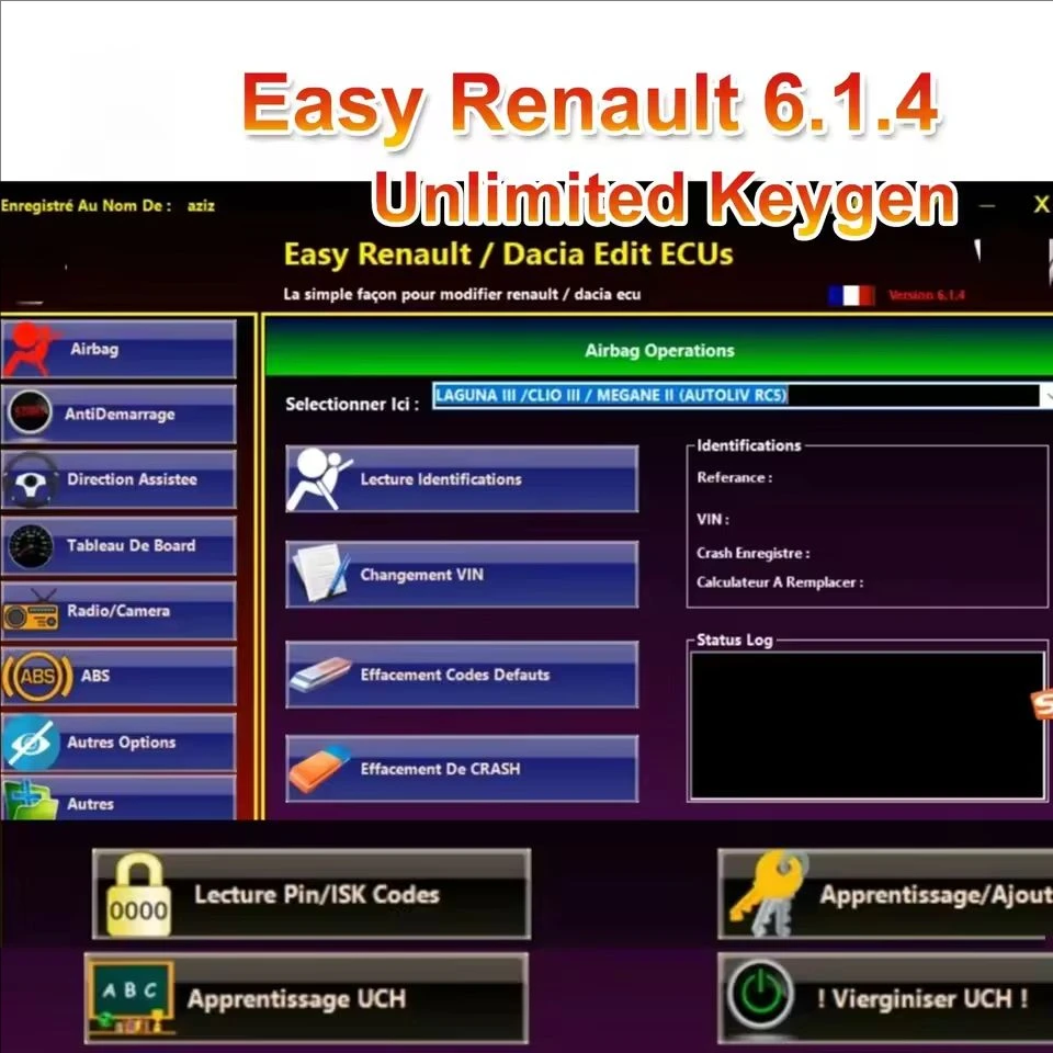 

Software Easy Renault 6.1.4 for Renault ECU Programmer Clear Crash Airbag Card Keys UCH Cleaner WORK with OBDLink Renolink tools