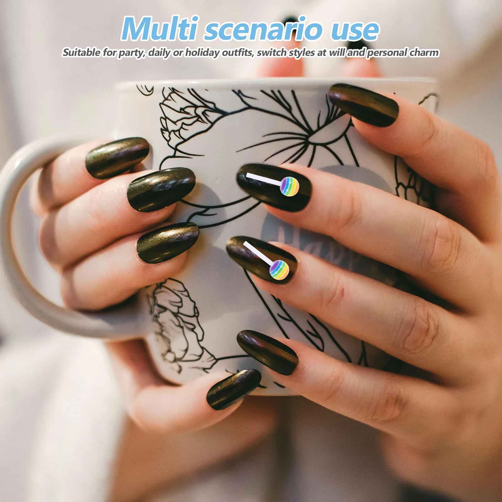 

60Pcs Rainbow Lollipop Nail Art Decor Colorful Resin Candy Charms Cute Kawaii Manicure Accessories DIY Resin Lollipops