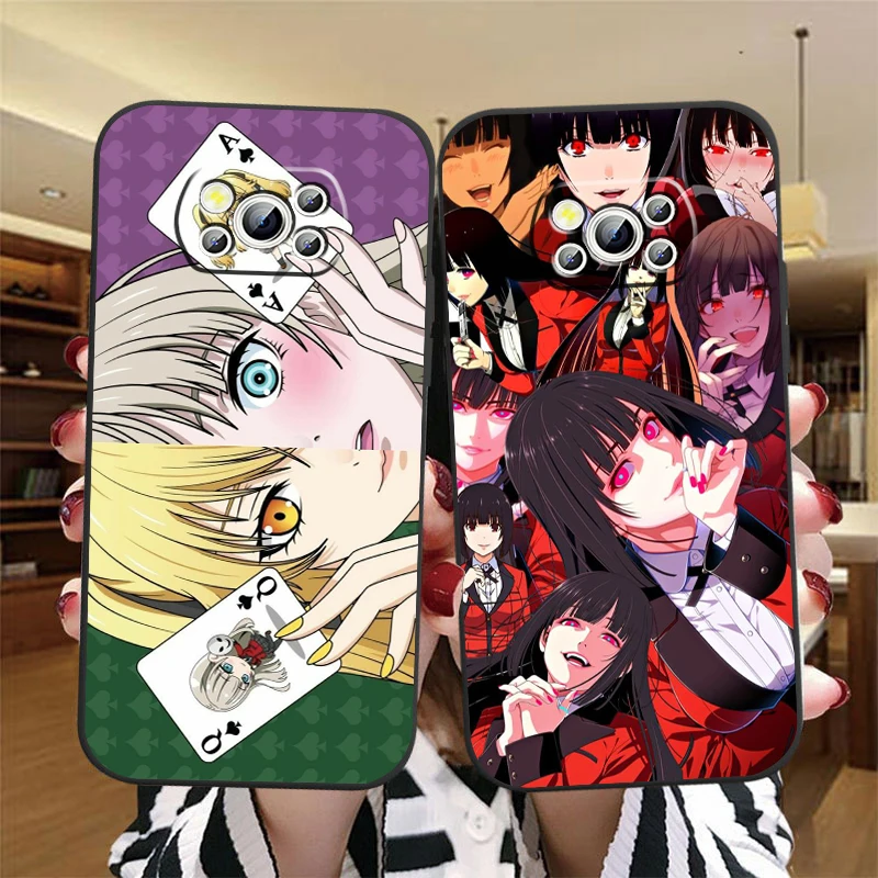 Y-Yumeko J-Jabami Cartoon For Xiaomi Mi Poco F5 F4 F3 F2 X5 X4 X3 M6 M5 M5S M4 M3 C40 Pro GT NFC 5G Black Back Phone Case