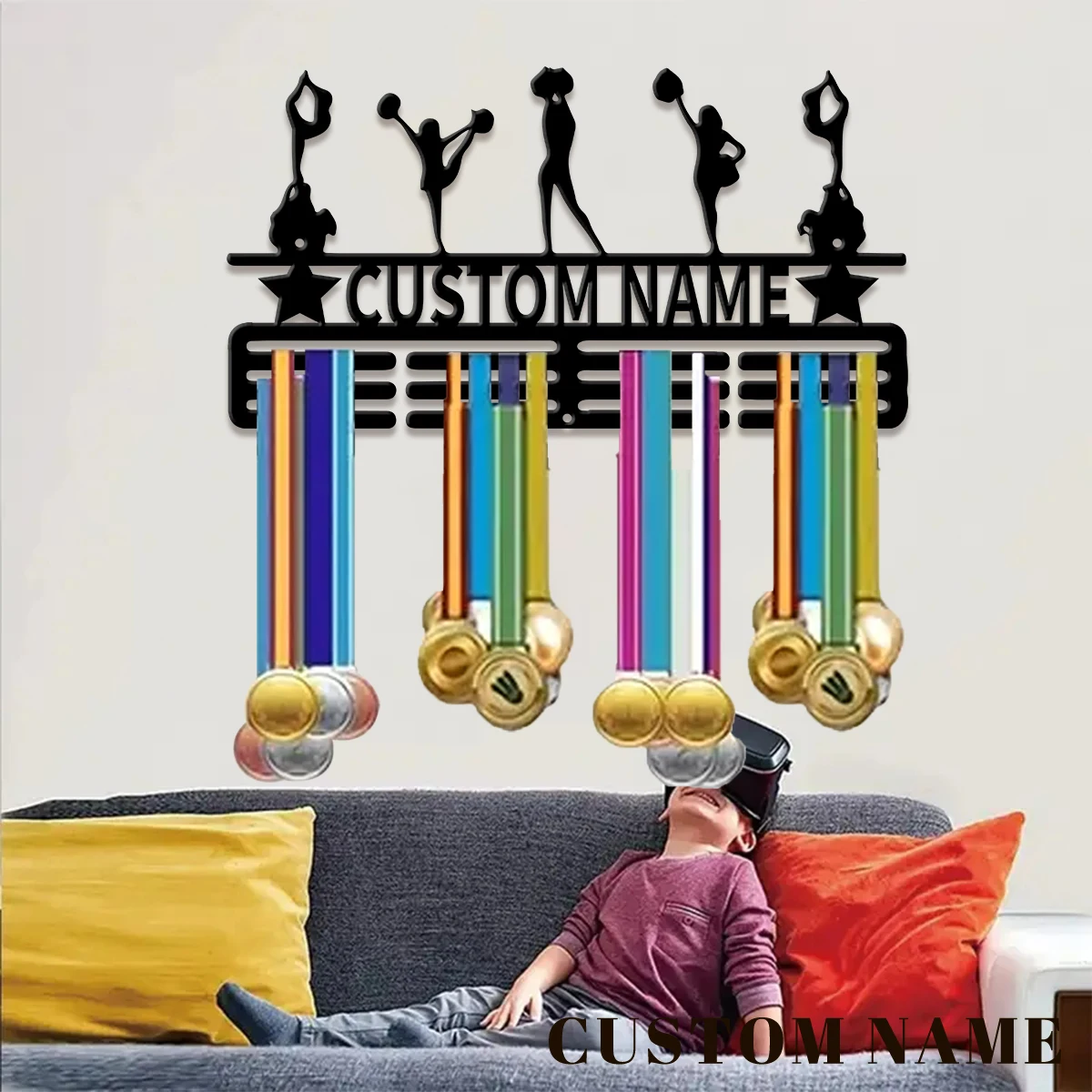 custom cheerleading team Metal medal display rack , Valentines Gift,for room Decor, Suitable for Basketball, Football exercise