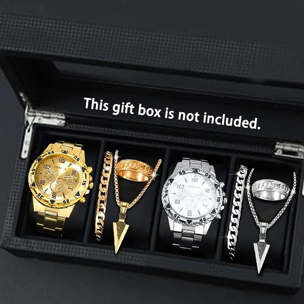 

8 шт./компл. стильные мужские кварцевые часы, стильные большие дисковые прецизионные часы-калькулятор, ожерелье, браслет и кольцо, идеальные аксессуары