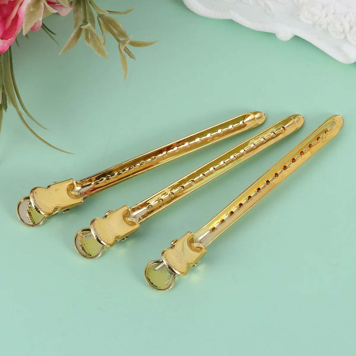 

12pcs 9Cm Golden Metal Hair Clip Stainless Steel Sectioning Clips For Salon Hair Styling Dying Cutting Hold Strong Grip Tool