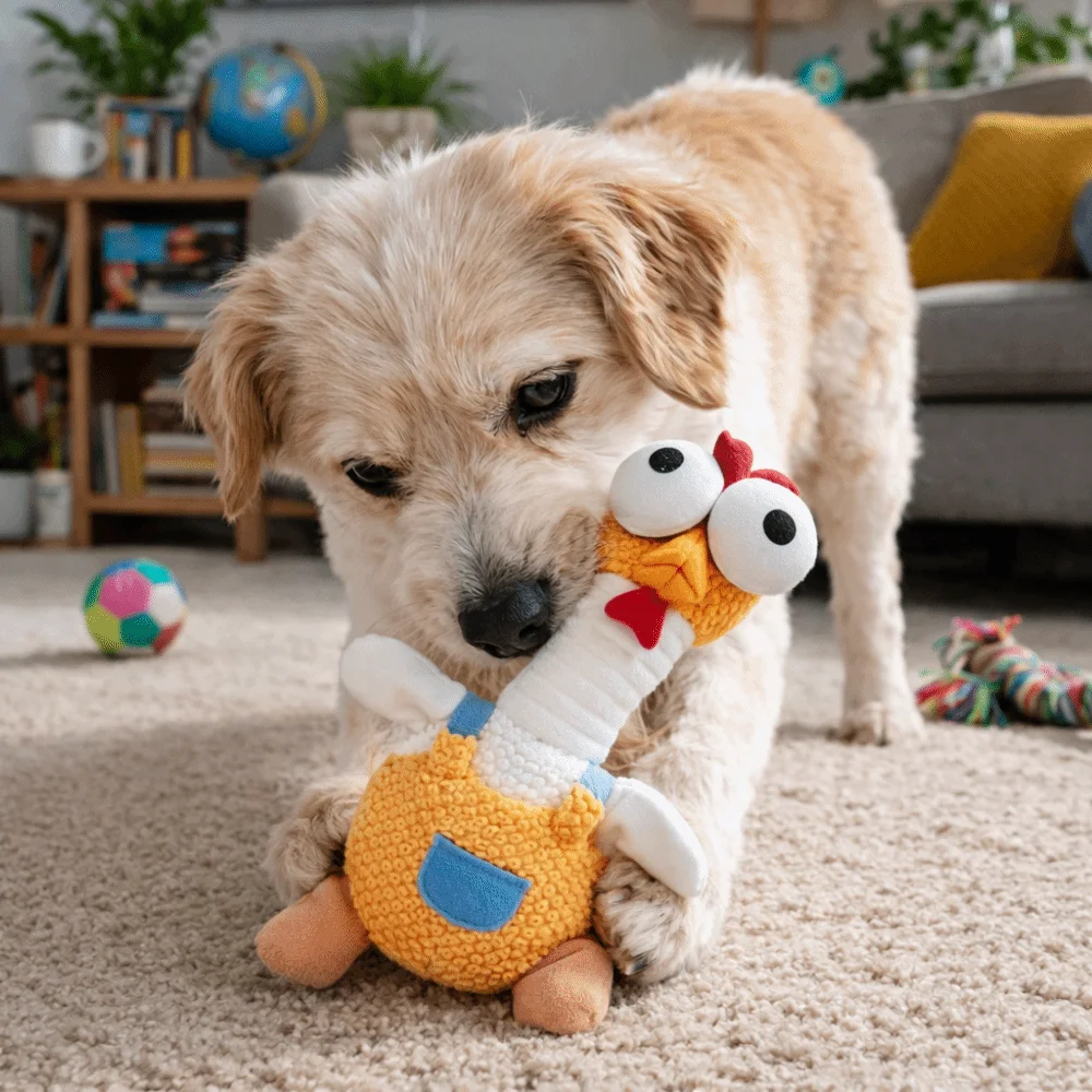

Funny Bite-resistant Plush Dog Toy Cartoon Cute Pet Squeak Toy Simulated Animals Dog Chew Toy Aggressive Chewers
