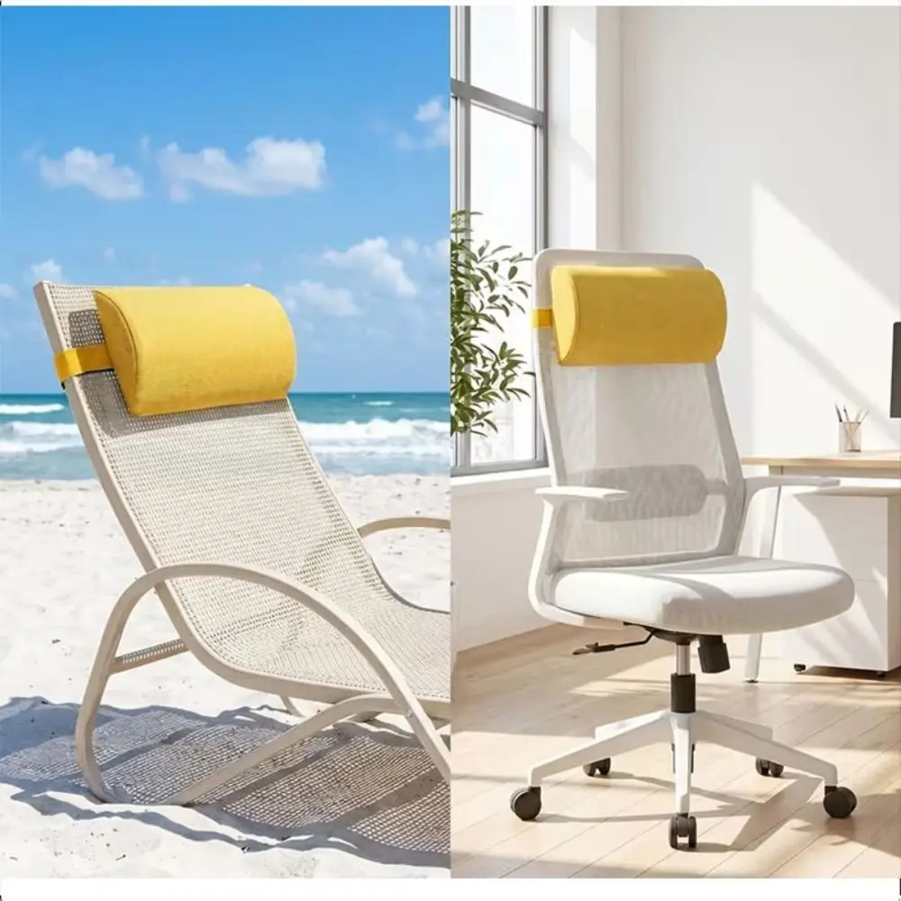 Cotton Fabric Lawn Chair Headrest Space-saving Suitable for All Four Seasons Lounge Chair Lumbar Support Adjustable Straps 35cm