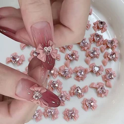 3D Resin Bowknot Nail Charms Diamond Pink Ribbon Bow Rhinestone Jewelry Parts Manicure Decor DiIY Salon Accessory Gift