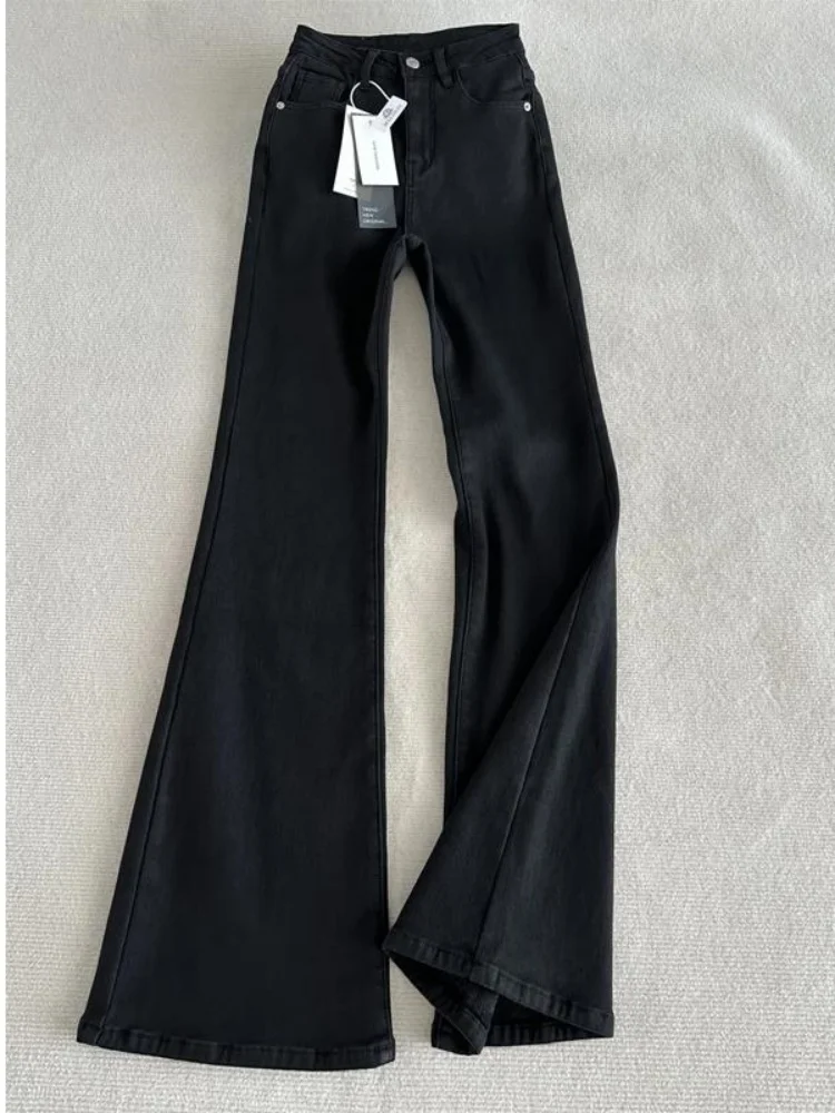 여성용 가을 겨울 플러스 사이즈 신축성 슬림 부츠컷 스트레이트 레그 후프 진 캐주얼웨어