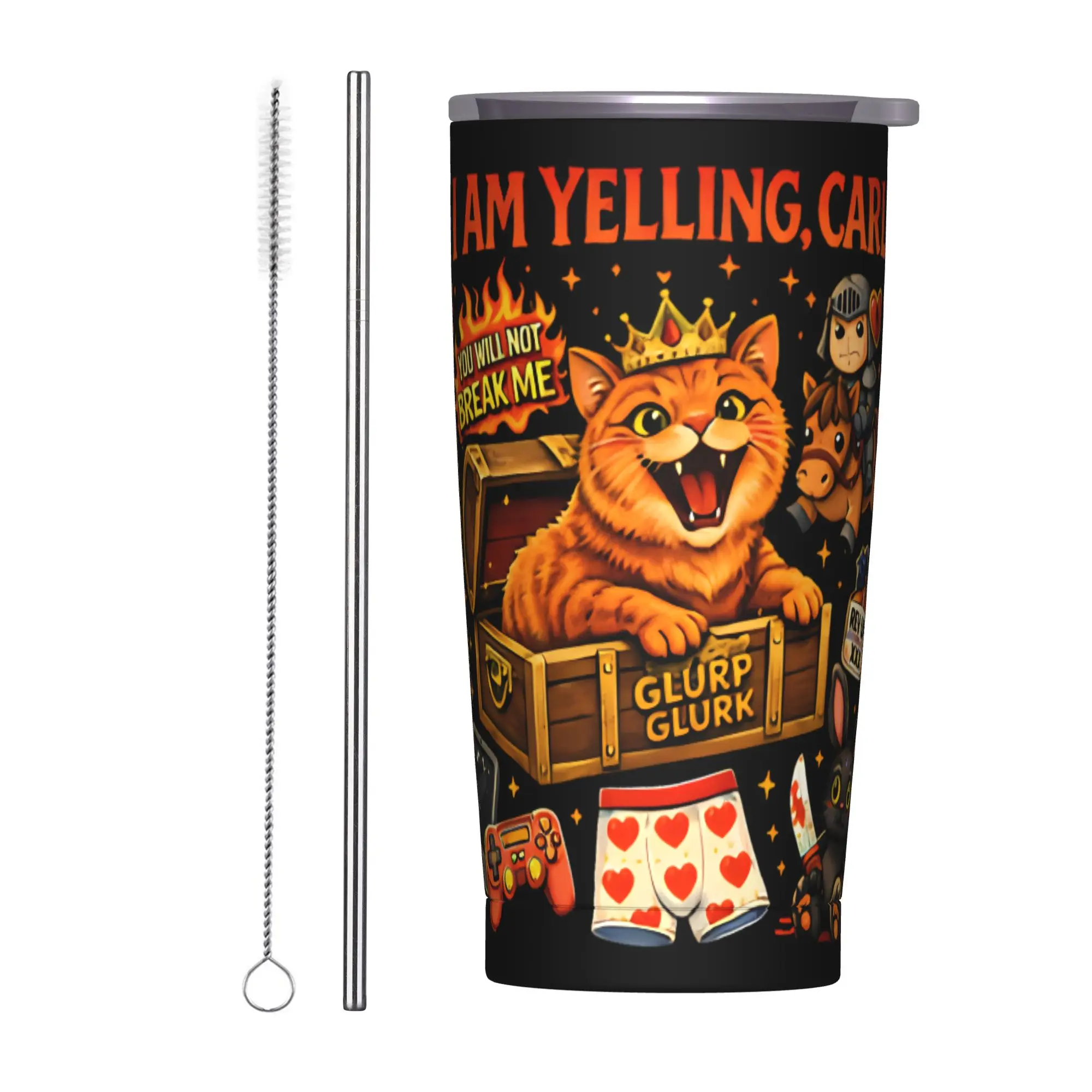 I Am Yelling Carl Donut Cat Meme Tumbler  Driving Large Capacity Mugs Cup Keep Heat Cold Drink Milk Tea Water Bottle