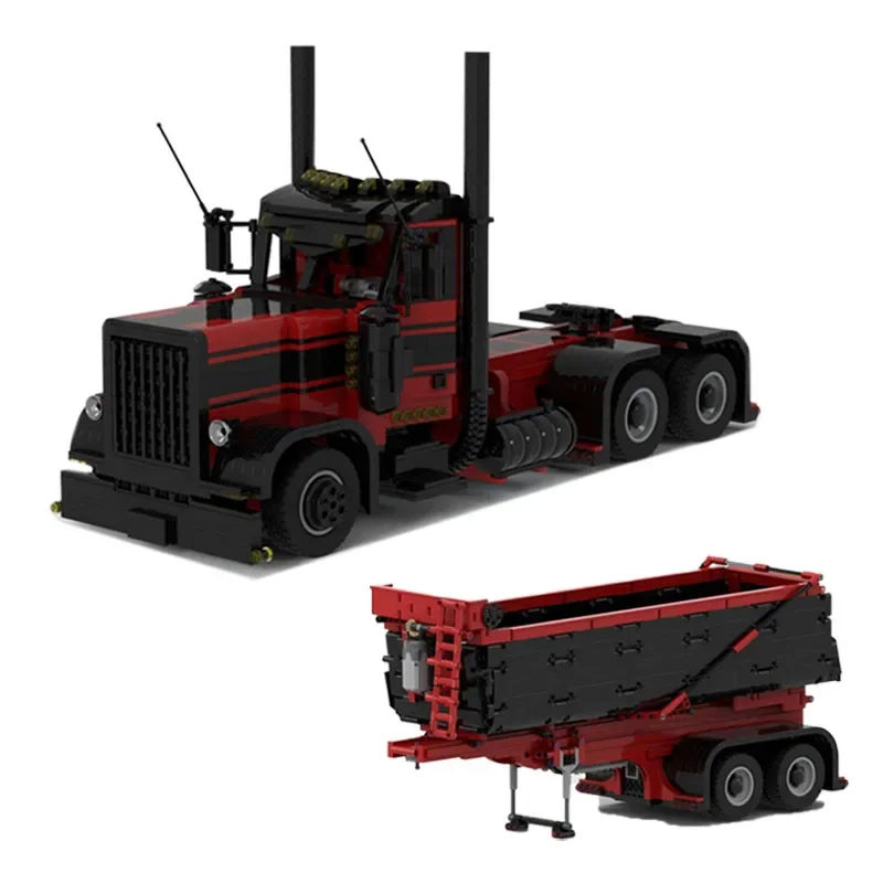 MOC-32567 Truck Head & MOC-93339 Trailer 1:17 Electric Assembly Splicing Building Block Model Kids Birthday Custom Toy Gift