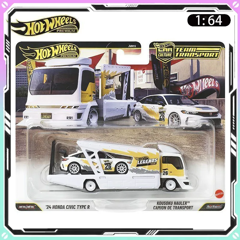 

2026 1/64 Hot Wheels Cars Model Gold Label Car Culture Iron Bottom Rubber Tire Honda Civic Transport Car Model Boy Toys Gifts