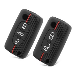 Silicone Car Key Case Cover For Citroen C2 C3 C4 C5 C6 Xsara Berlingo For Peugeot 207 307 308 407 607 807 Protector Fob