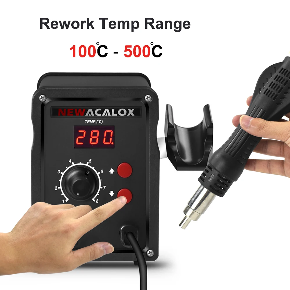 NEWACALOX-Estación de retrabajo de aire caliente Digital, juego de herramientas de reparación de soldadura, SMD, SMT, BGA, 110V