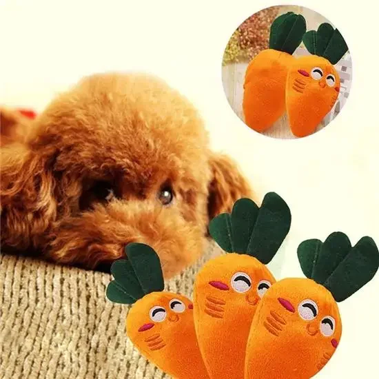 Creative 2026 New Carrot Shape Squeaky Plush Dog Toy Cute Puppy Chew Sound Toy Funny Pet Supplies Pet Toyes Supplies