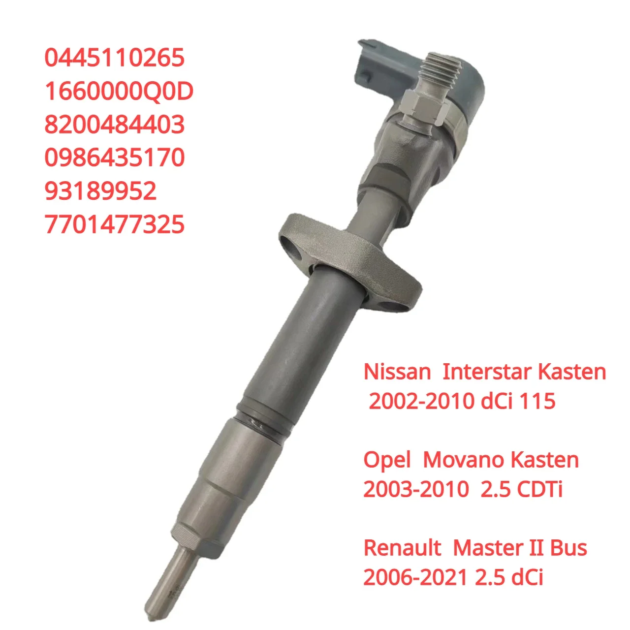 1660000Q0D  0445110265 New Diesel Fuel Injector 0986435170 For Nissan Interstar Vauxhall Movano Renault Master 2.5 Dci Cdti