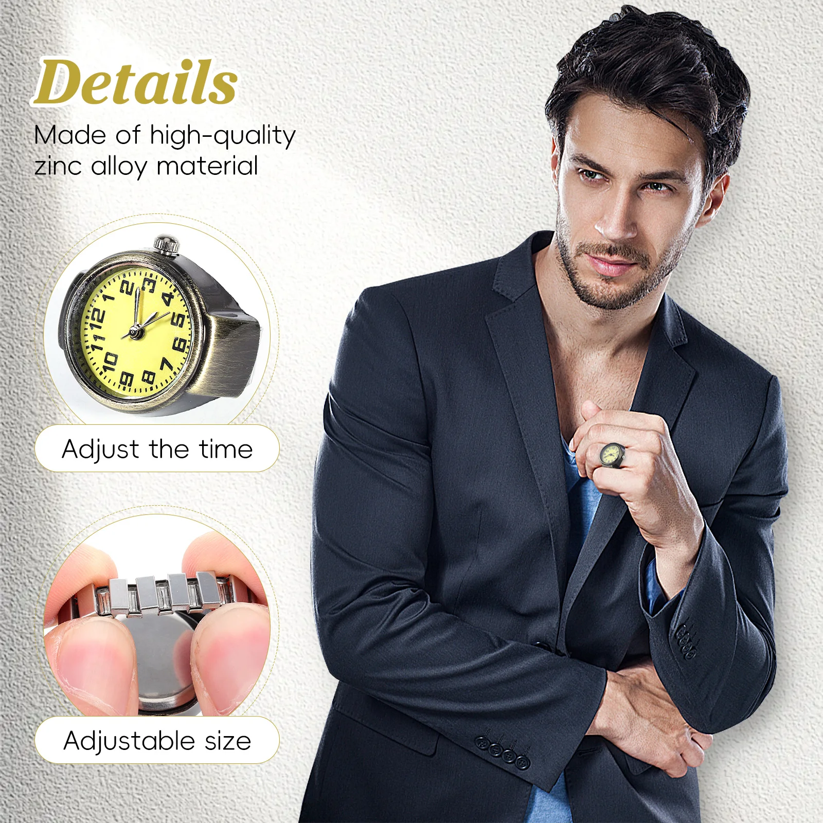

1Pcs High-Quality Vintage Ring Watch Retro Decorative Finger Watch Perfect For Every Occasion