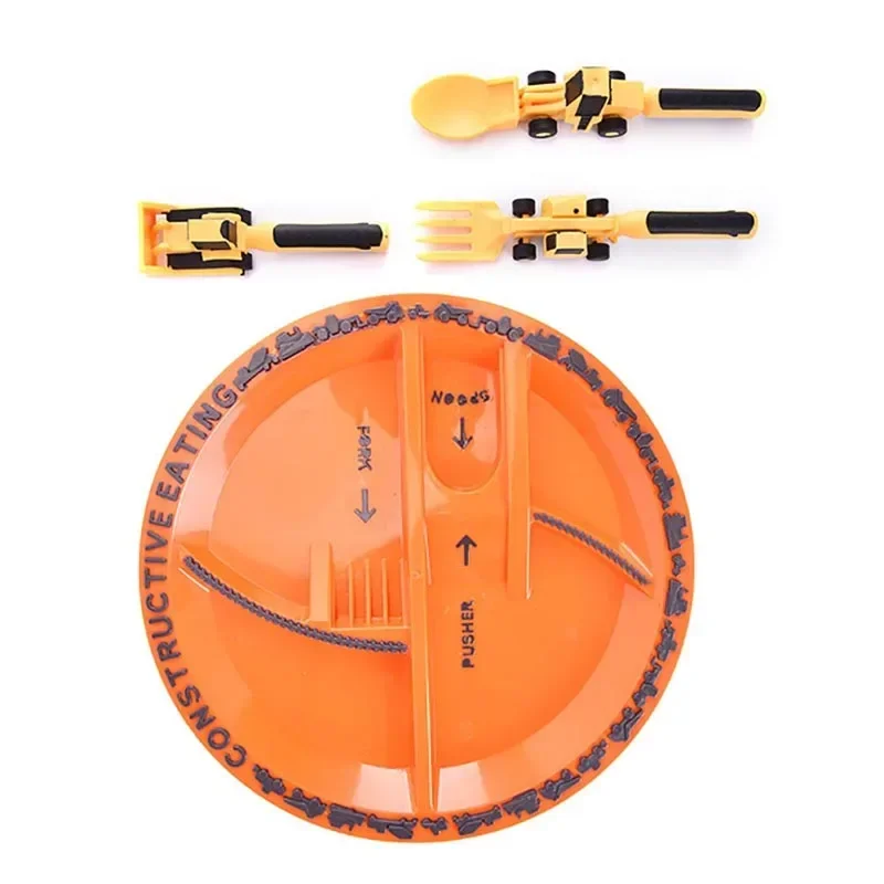 

Childrens Cutlery Set Food Utensils For Kids Bulldozer Excavator Shovel Spoon Fork Feeding Tableware Constructive Eating Kitchen