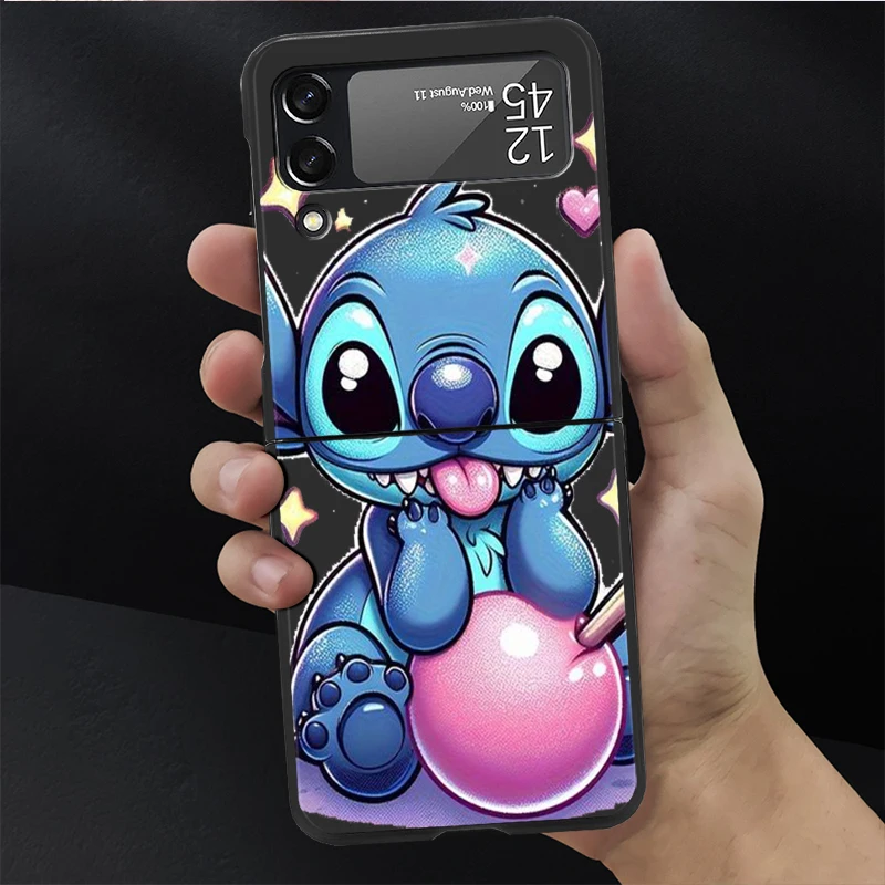 Disney Lilo Stitch Case for Samsung Galaxy Z Flip 6 4 3 5 5G Flip Shockproof Capa 6.7 Inches Black Hard PC ZFlip 6 Phone Cover