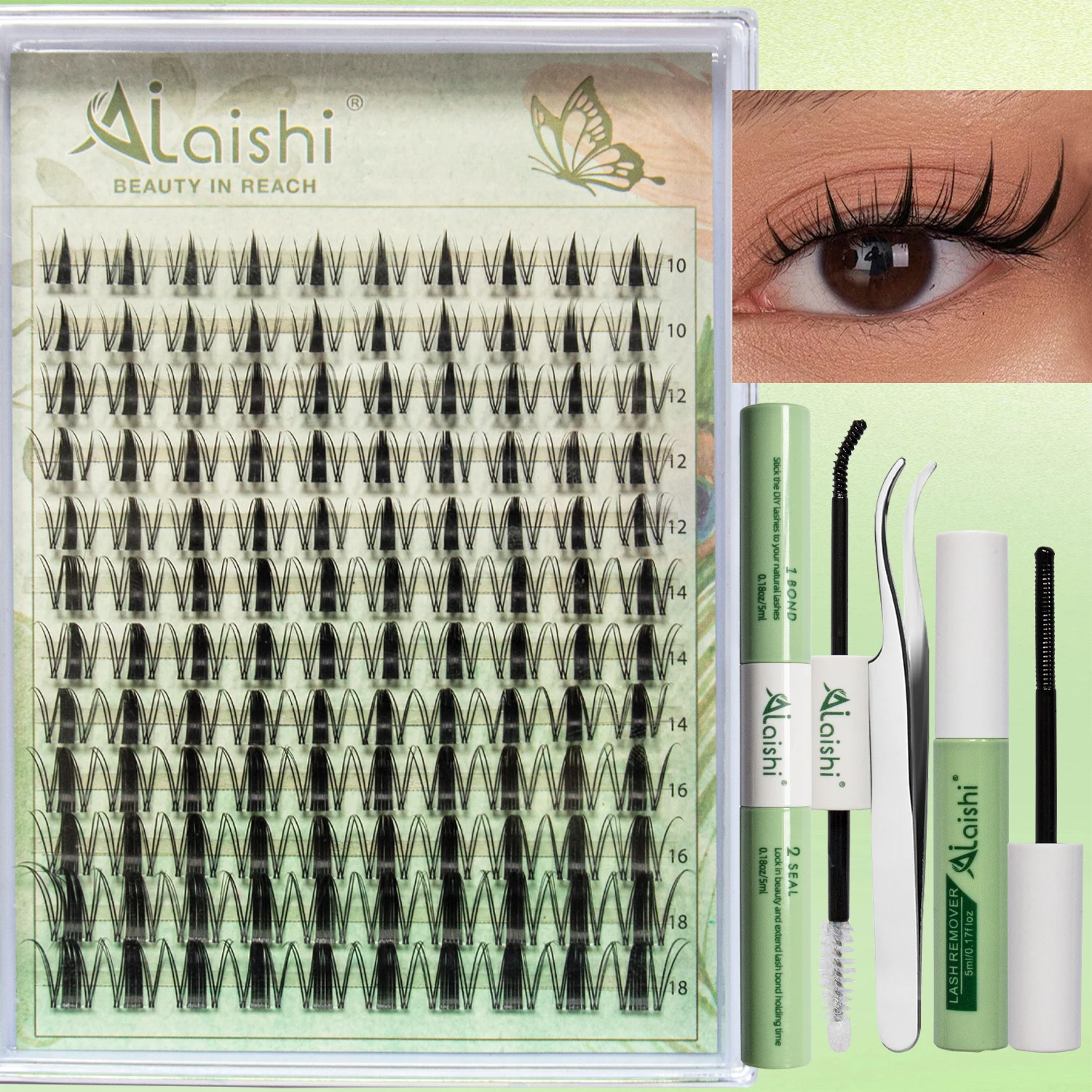 تخصيص DIY العنقودية جلدة العلامة الخاصة مروحة رمش تمديد DIY العنقودية لاش كيت مع السندات والختم