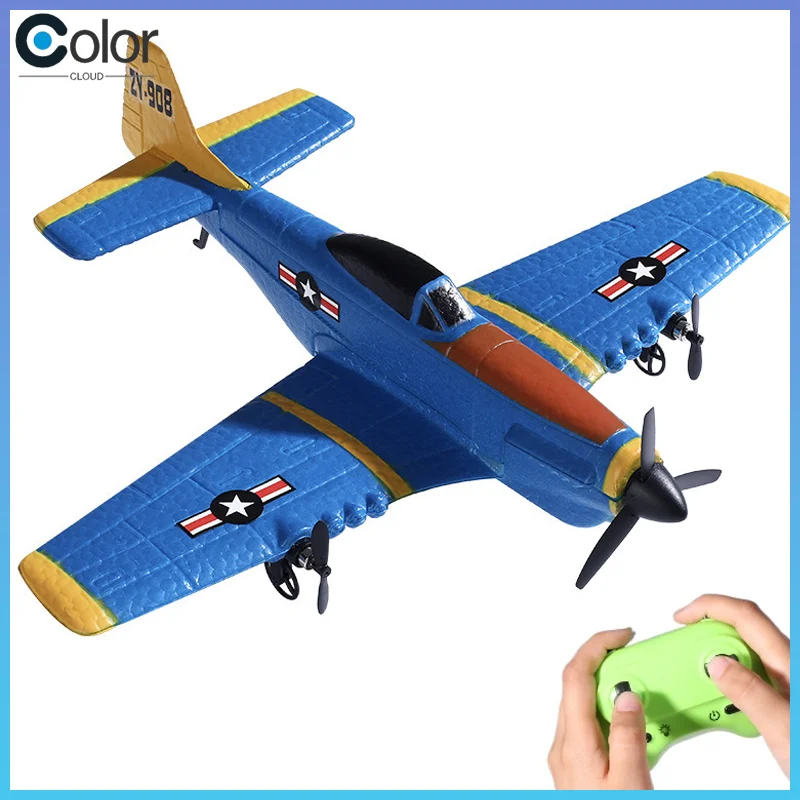 Zy-908 2 Channel Rc Plane Fixed Wing P51 Mustang Fighter 2.4g Foam Model Aircraft Toy Easy To Fly Rc Airplane Beginner Friendly