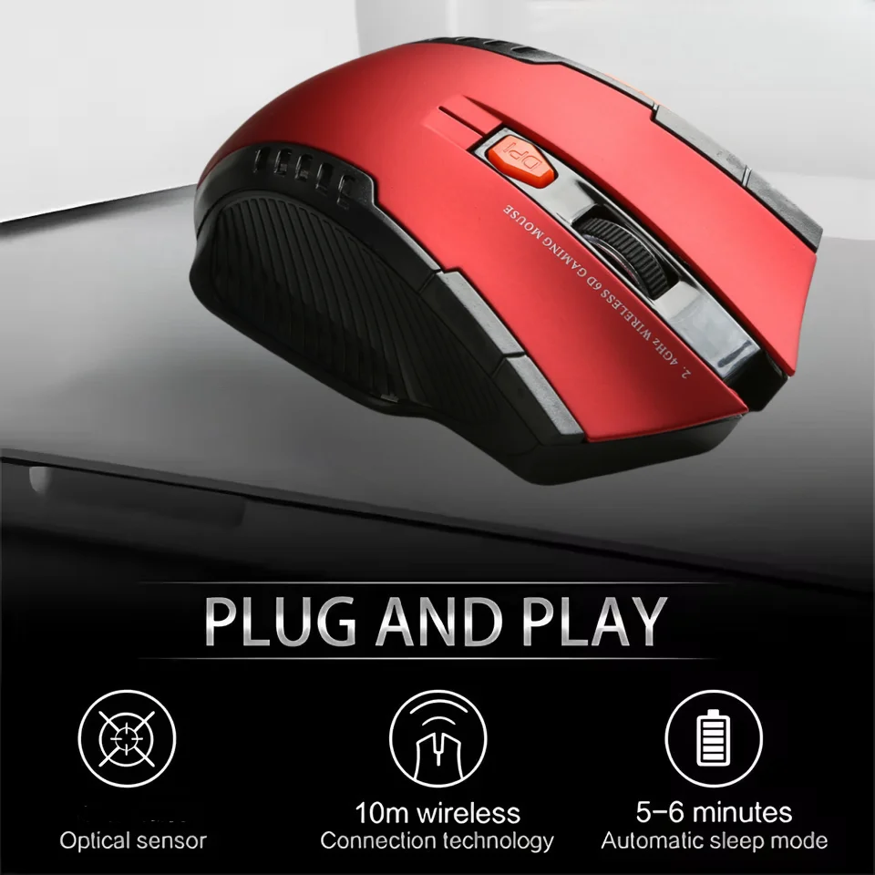 Mouse Nirkabel USB Mouse Komputer 2.4G Mouse Kantor Optik Seluler Portabel Tingkat DPI Dapat Disesuaikan untuk Notebook PC Laptop MacBook