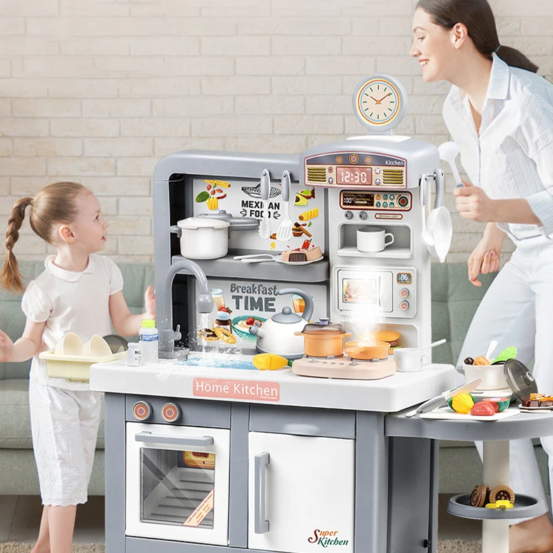 Respzed-Maison de jeu pour enfants, Simulation de cuisine, Cuisinière à induction tactile, Table à eau électrique, Ensemble de cuisine pour enfants, Jouets cadeaux