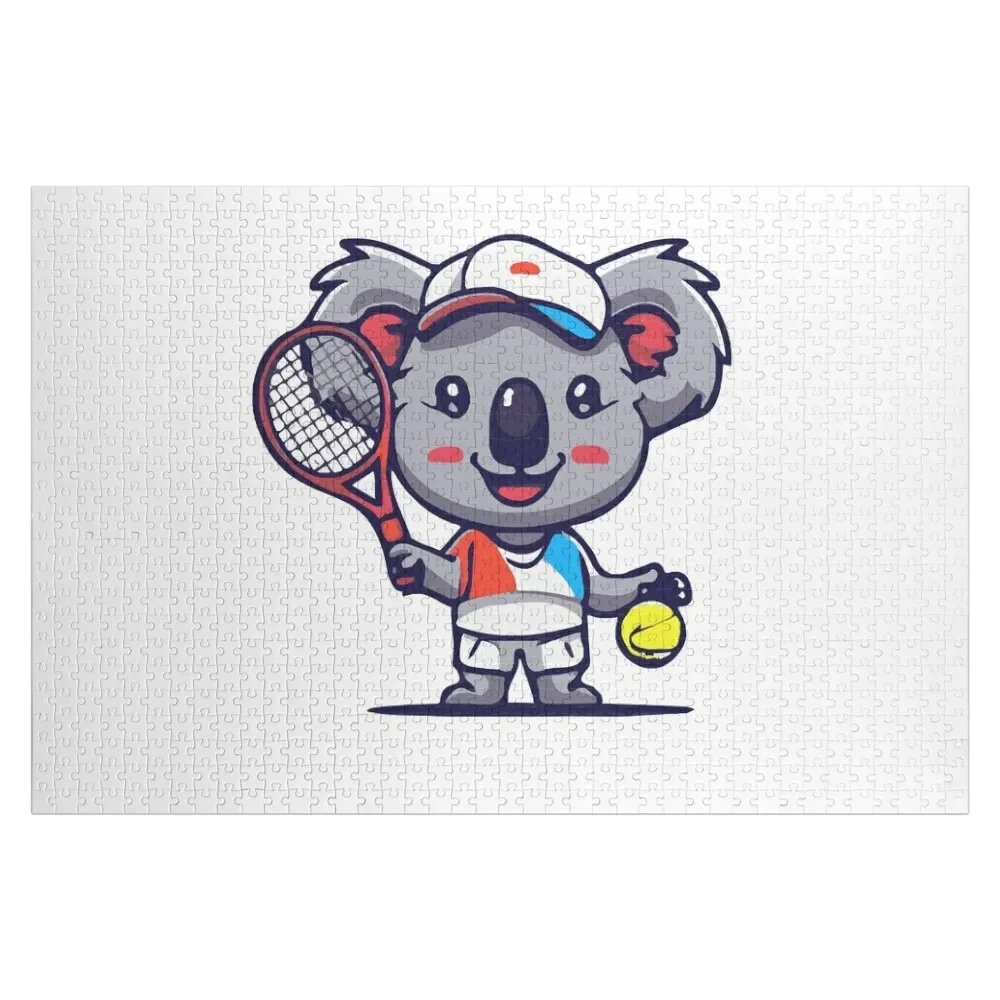 Koala avec raquette et balle-Joueur de tennis! Puzzle avec image personnalisée, jouets pour tout-petits