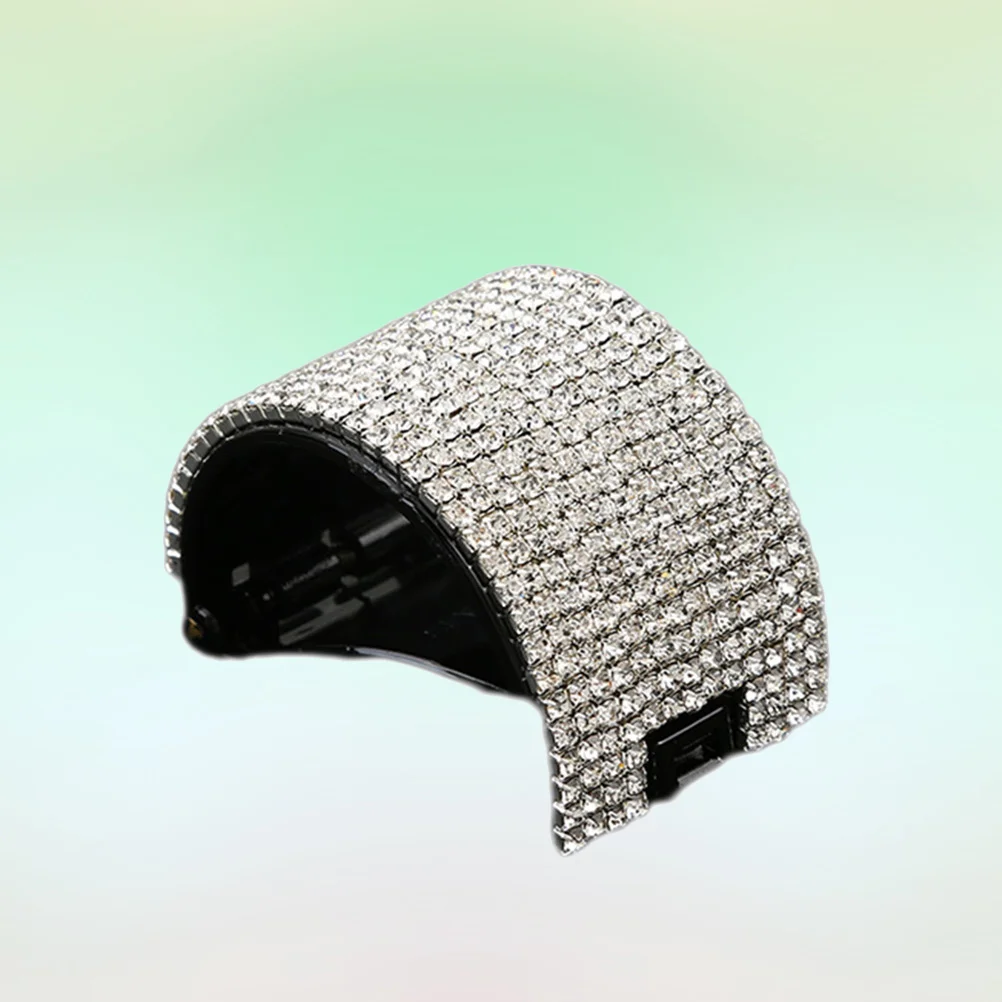 Fashion Crystal Hair Clip Hair Barrette Ponytail Holder Clip Hair Styling Tool for Women Girls Size L (Black)