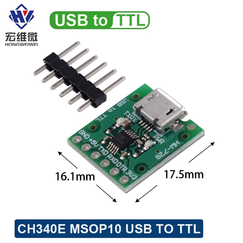 CH340E MSOP10 USB to TTL Serial Converter, 5V/3.3V Alternative CH340 E Module Micro USB Interface For Arduino Pro mini