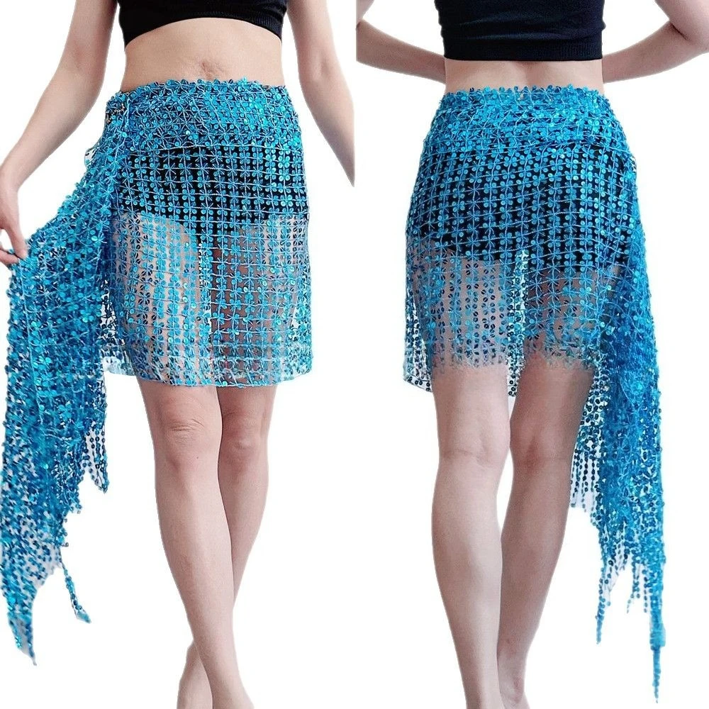 Abbigliamento da ballo Performance sul palco Abiti di moda Abbigliamento donna Asciugamano per fianchi Jazz Danza del ventre latino Catena in vita Gonna con nappe con paillettes