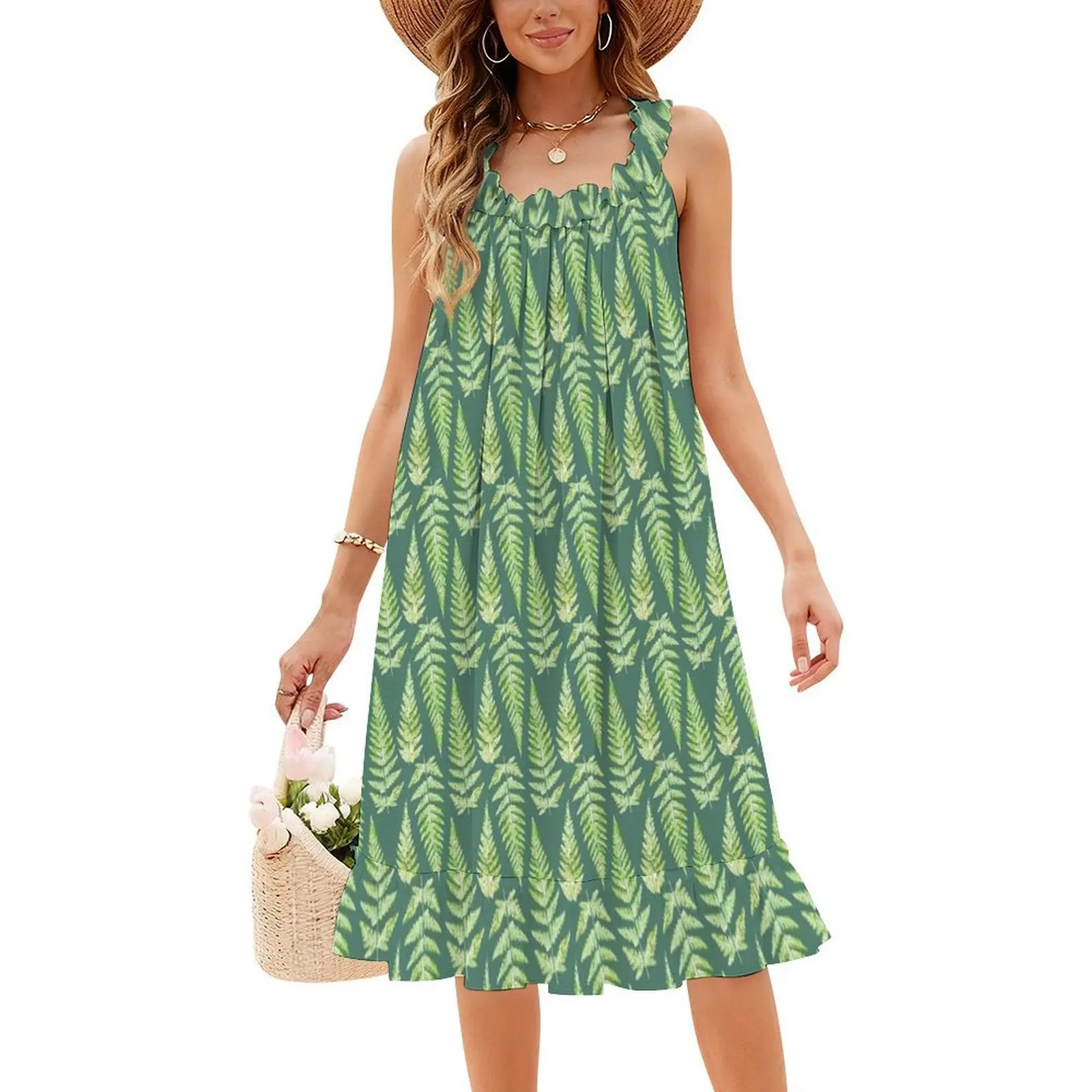 Vestido Bohemio Vintage Helecho Manga Abombada - usage example