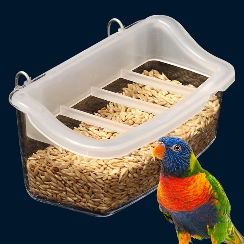 F92B Hangable Parrots Feeder voor voedselvoeding Clear Pet Birds Antisplash Feeder Bird Voedingskom Pet Hamster